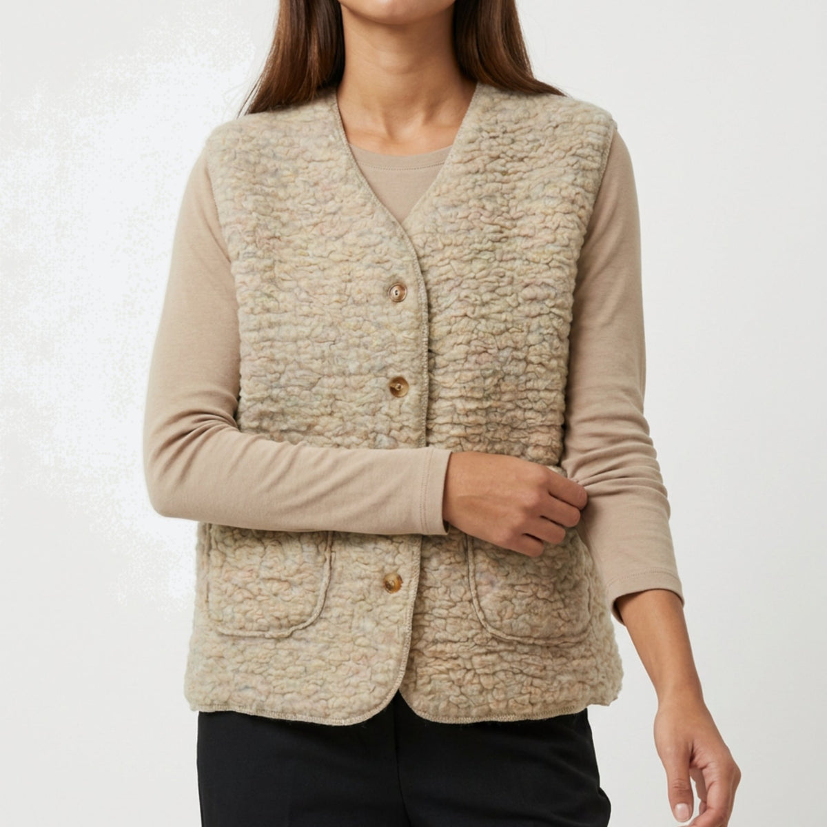 MOONDUST TEDDY VEST SOLID OUTERWEAR 20 OFF WHITE