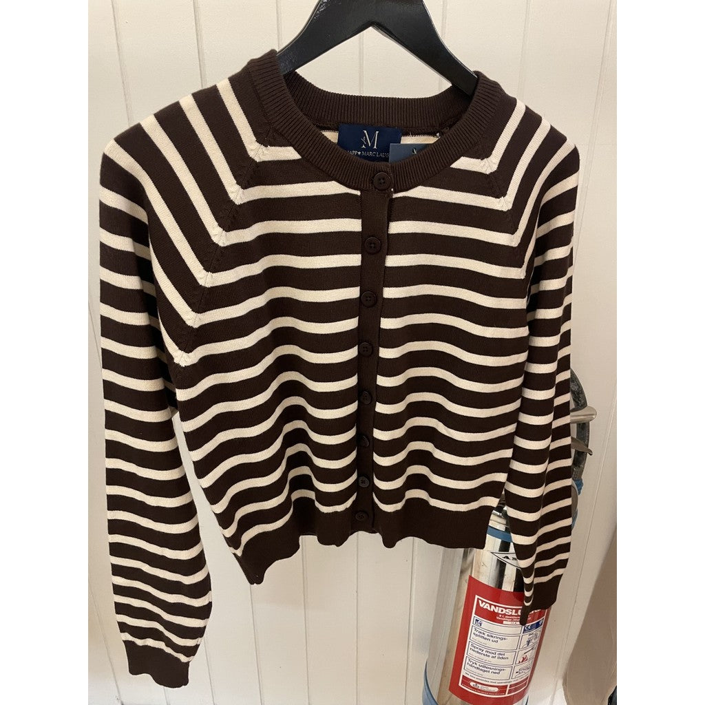 M JEANS TIA STRIPE CARDIGAN KNITWEAR 129 CHOCOLATE