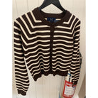 M JEANS TIA STRIPE CARDIGAN KNITWEAR 129 CHOCOLATE