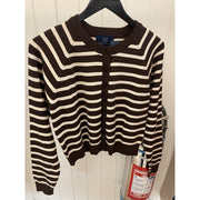 M JEANS TIA STRIPE CARDIGAN KNITWEAR 129 CHOCOLATE