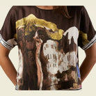 MARC LAUGE TIE BLOUSE MULTI BLOUSE/SHIRT 129 CHOCOLATE