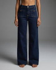 M JEANS Thea Wide Denim Jeans DENIM/TWILL 98 DARK BLUE