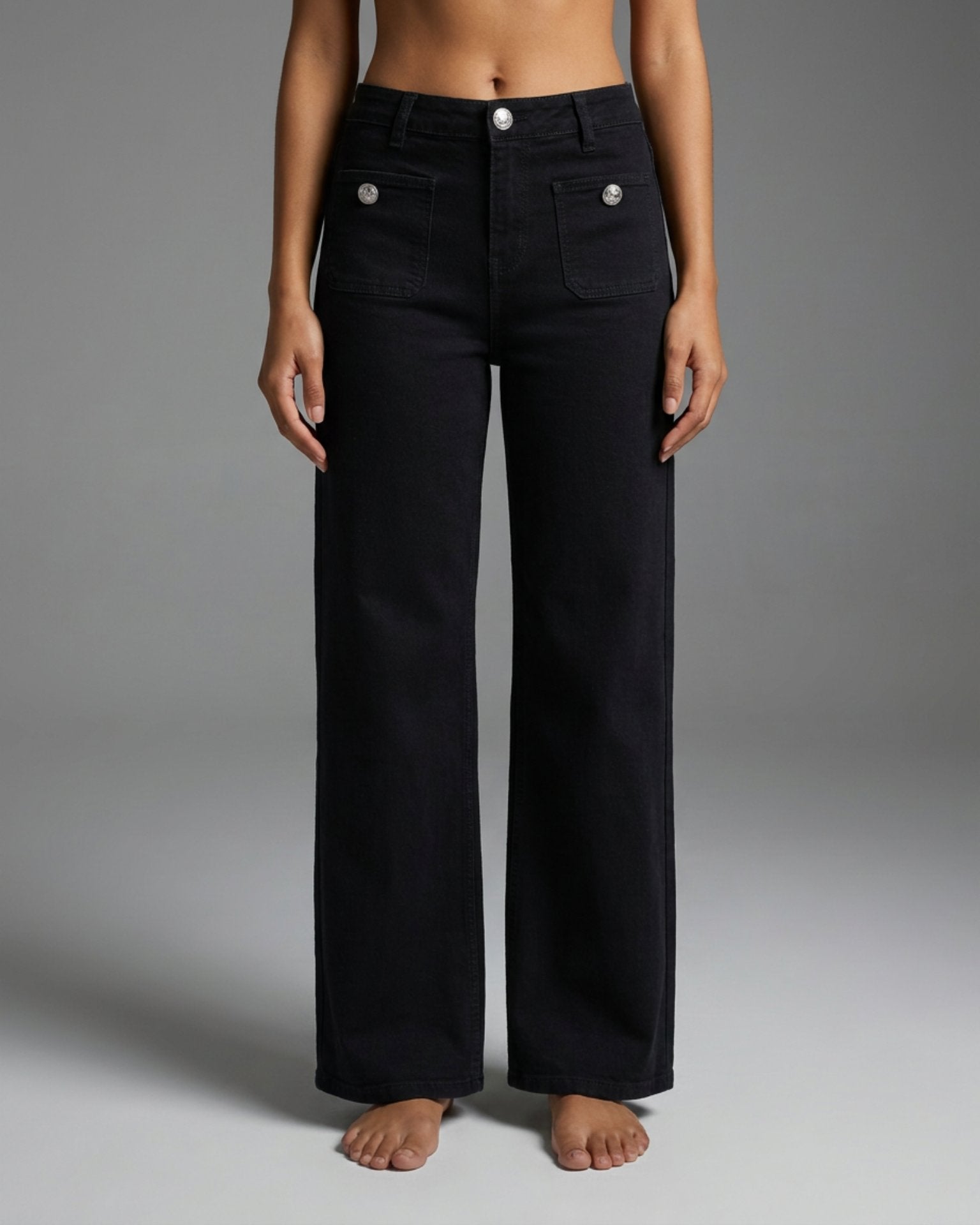 M JEANS Thea Wide Denim Jeans DENIM/TWILL 81 BLACK DENIM