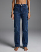M JEANS Tutti Square Straight Denim Jeans DENIM/TWILL 9696 BLUE DENIM USED