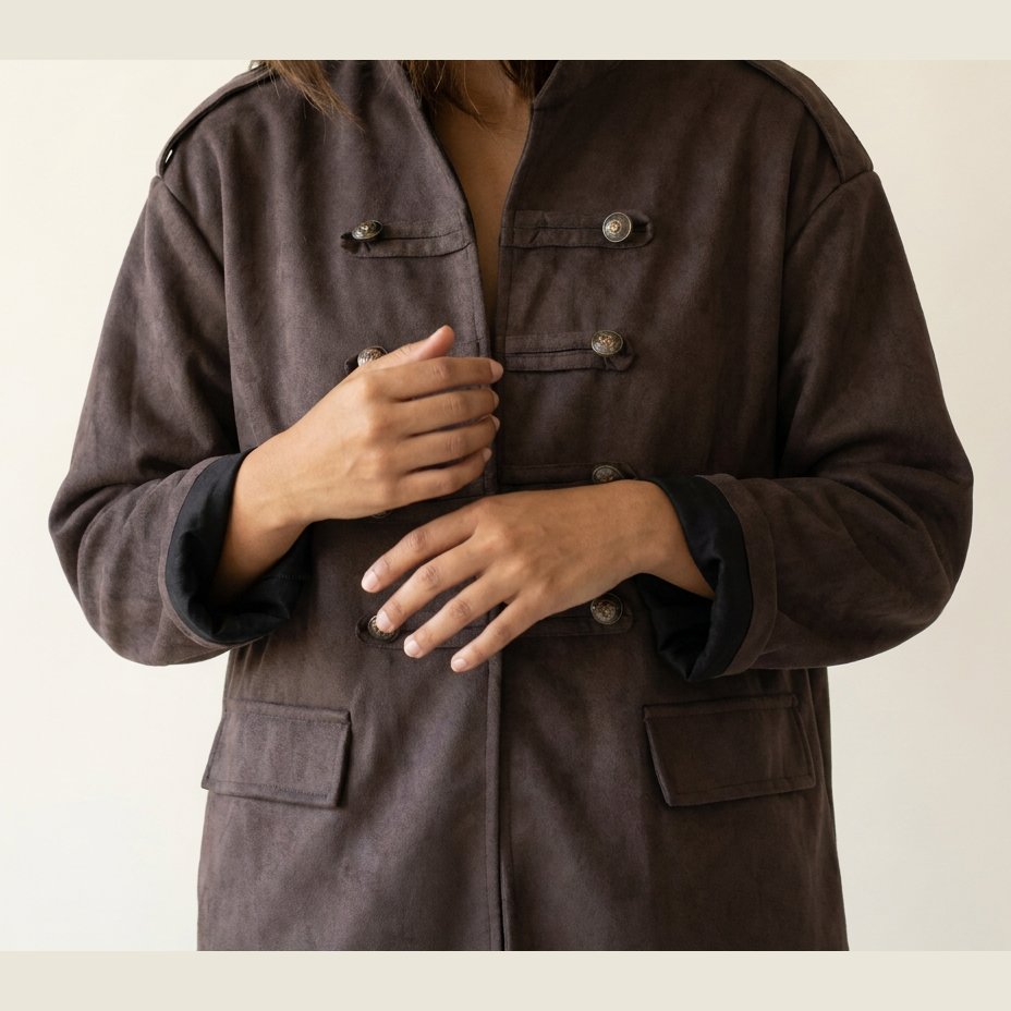 MOONDUST UNIFORM SUEDE JACKET OUTERWEAR 129 CHOCOLATE