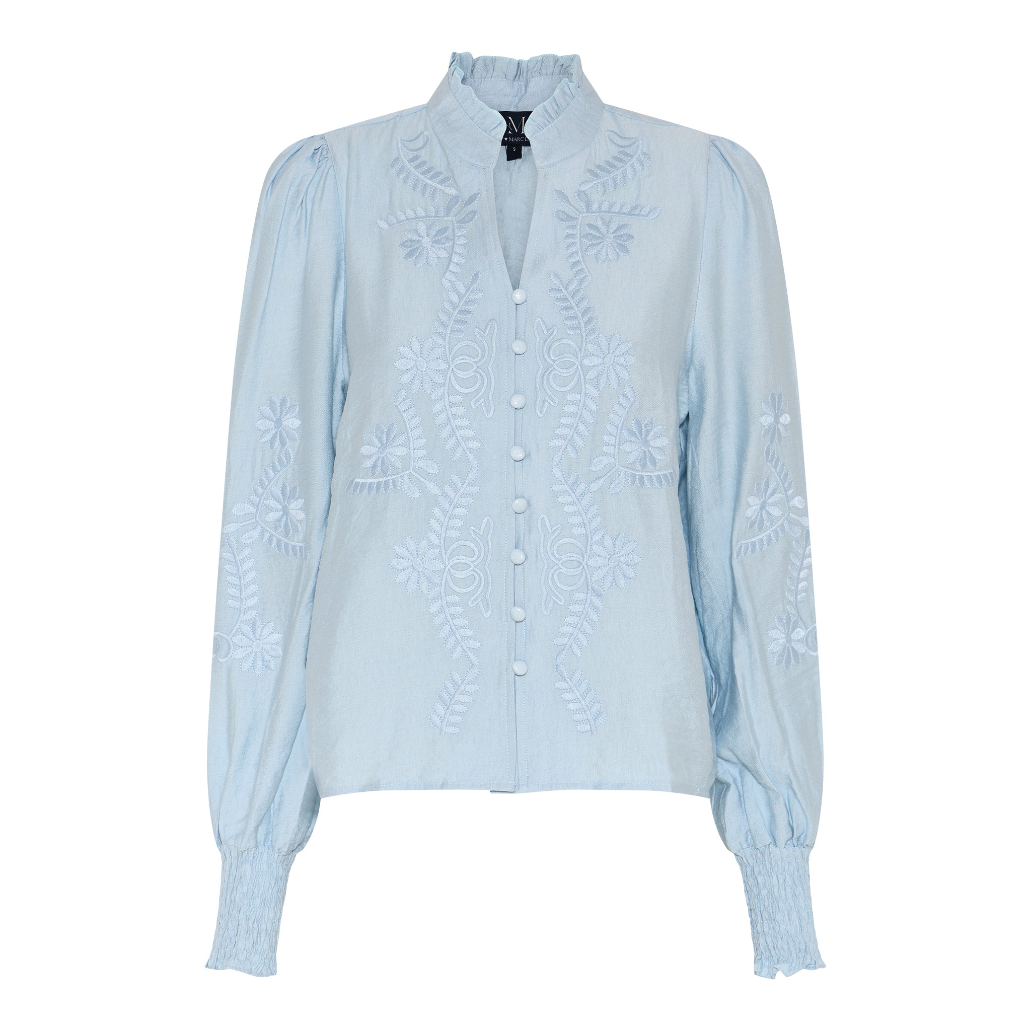 M JEANS VANESSA EMB SHIRT BLOUSE/SHIRT 107 SOFT BLUE