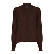 M JEANS VANESSA EMB SHIRT BLOUSE/SHIRT 129 CHOCOLATE