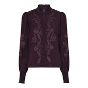 M JEANS VANESSA EMB SHIRT BLOUSE/SHIRT 683 PLUM