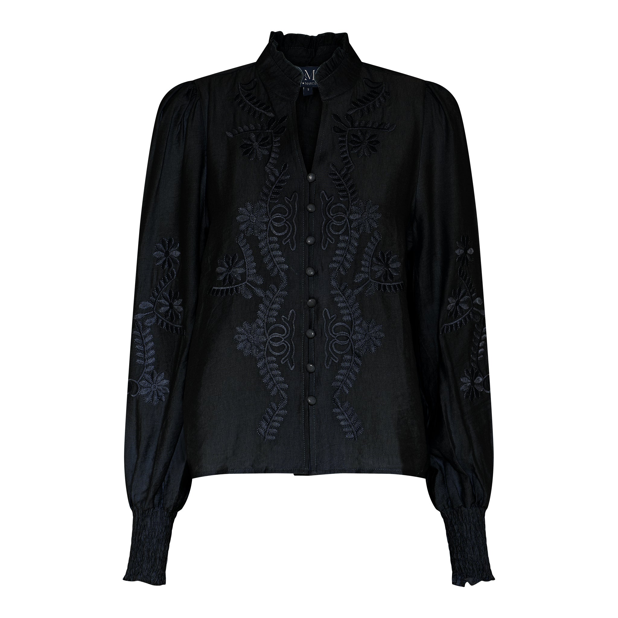 M JEANS VANESSA EMB SHIRT BLOUSE/SHIRT 80 BLACK