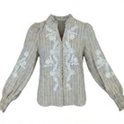 M JEANS VANESSA EMB STRIPE SHIRT BLOUSE/SHIRT 27 SAND