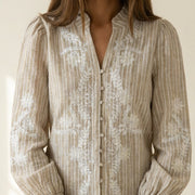 M JEANS VANESSA EMB STRIPE SHIRT BLOUSE/SHIRT 27 SAND
