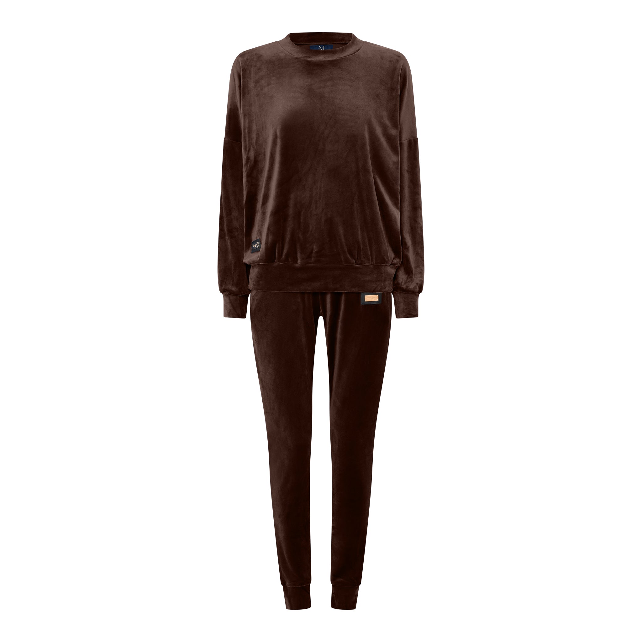 M JEANS VELOUR ROUND NECK SET SWEATS/VELOUR 129 CHOCOLATE