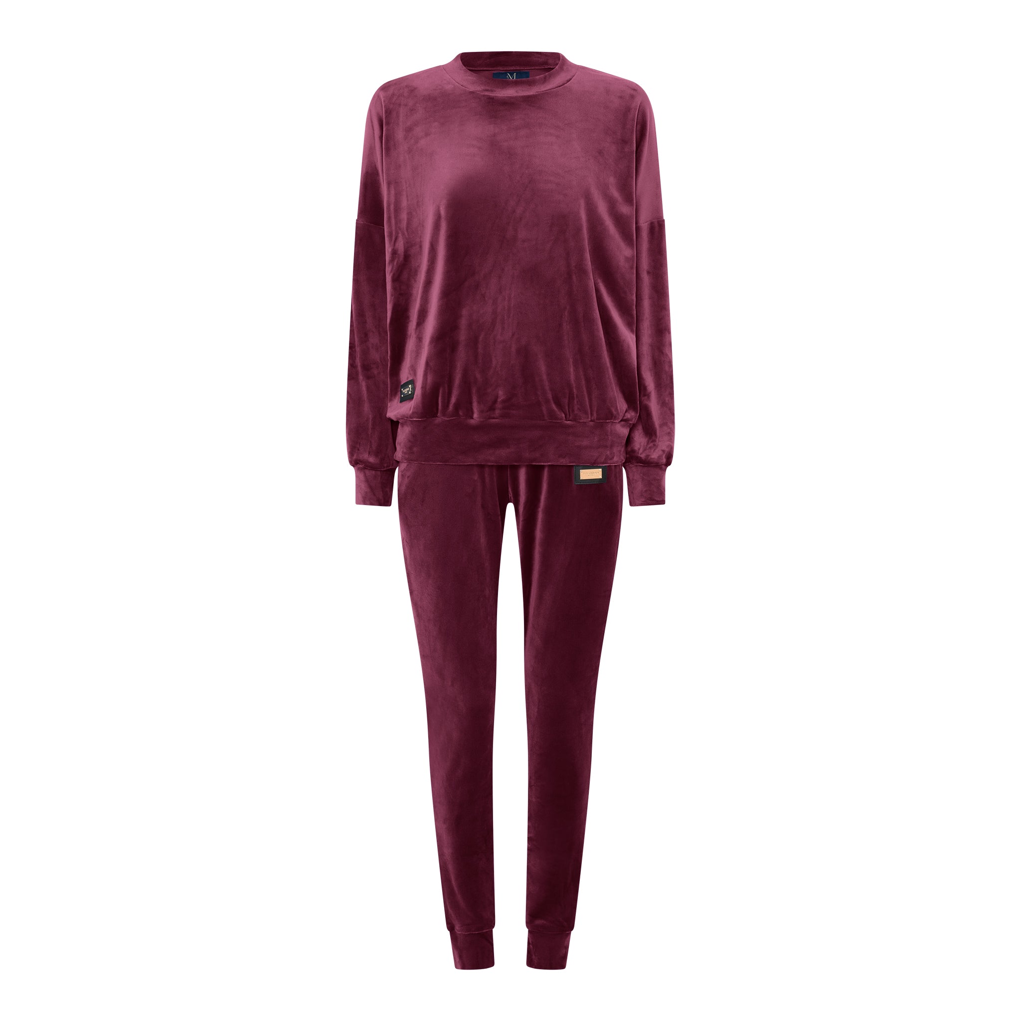 M JEANS VELOUR ROUND NECK SET SWEATS/VELOUR 400 BORDEAUX