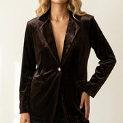 M JEANS VELVET BLAZER SUITS 129 CHOCOLATE