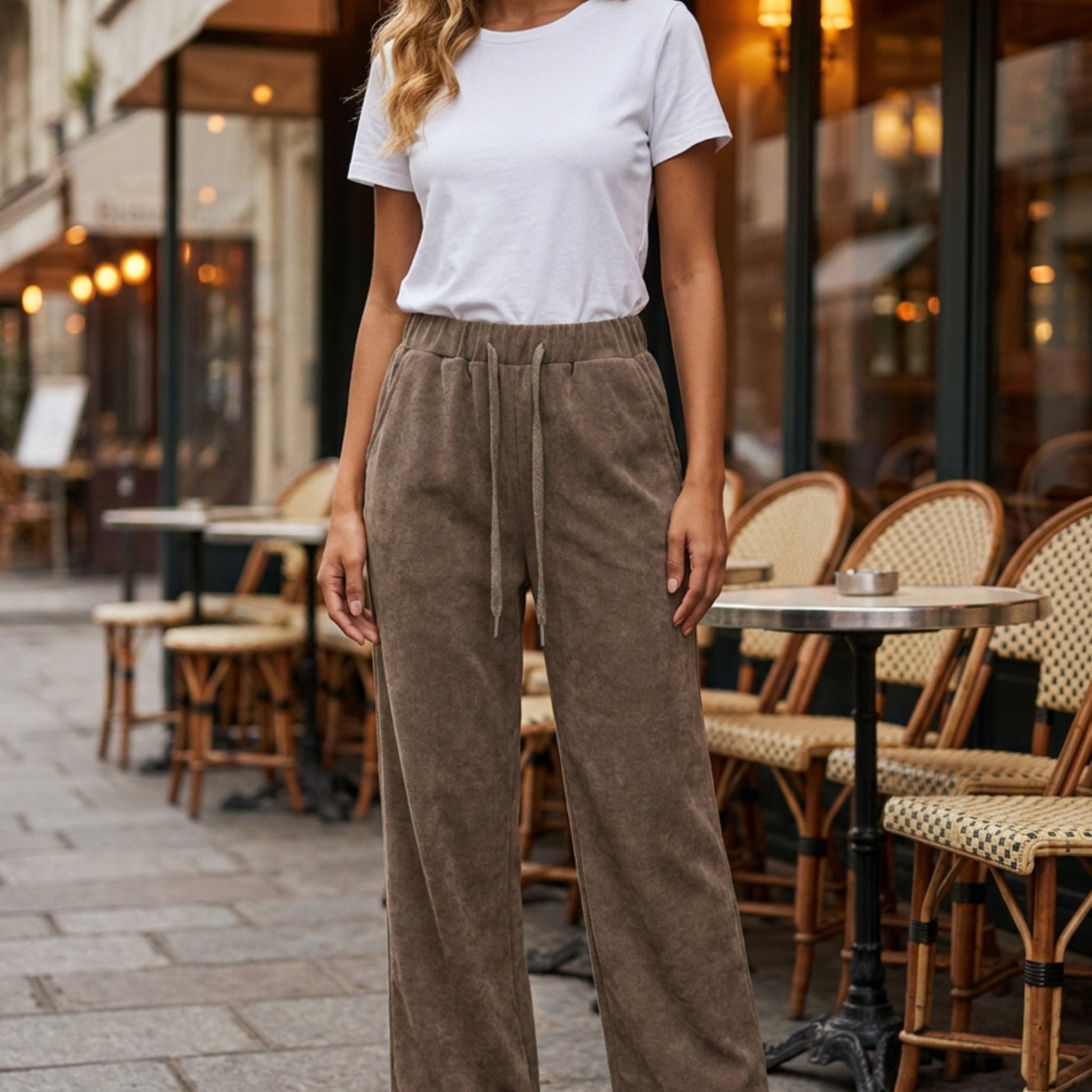 M JEANS VELVET RIB POCKET PANT WIDE PANTS 136 FANGO
