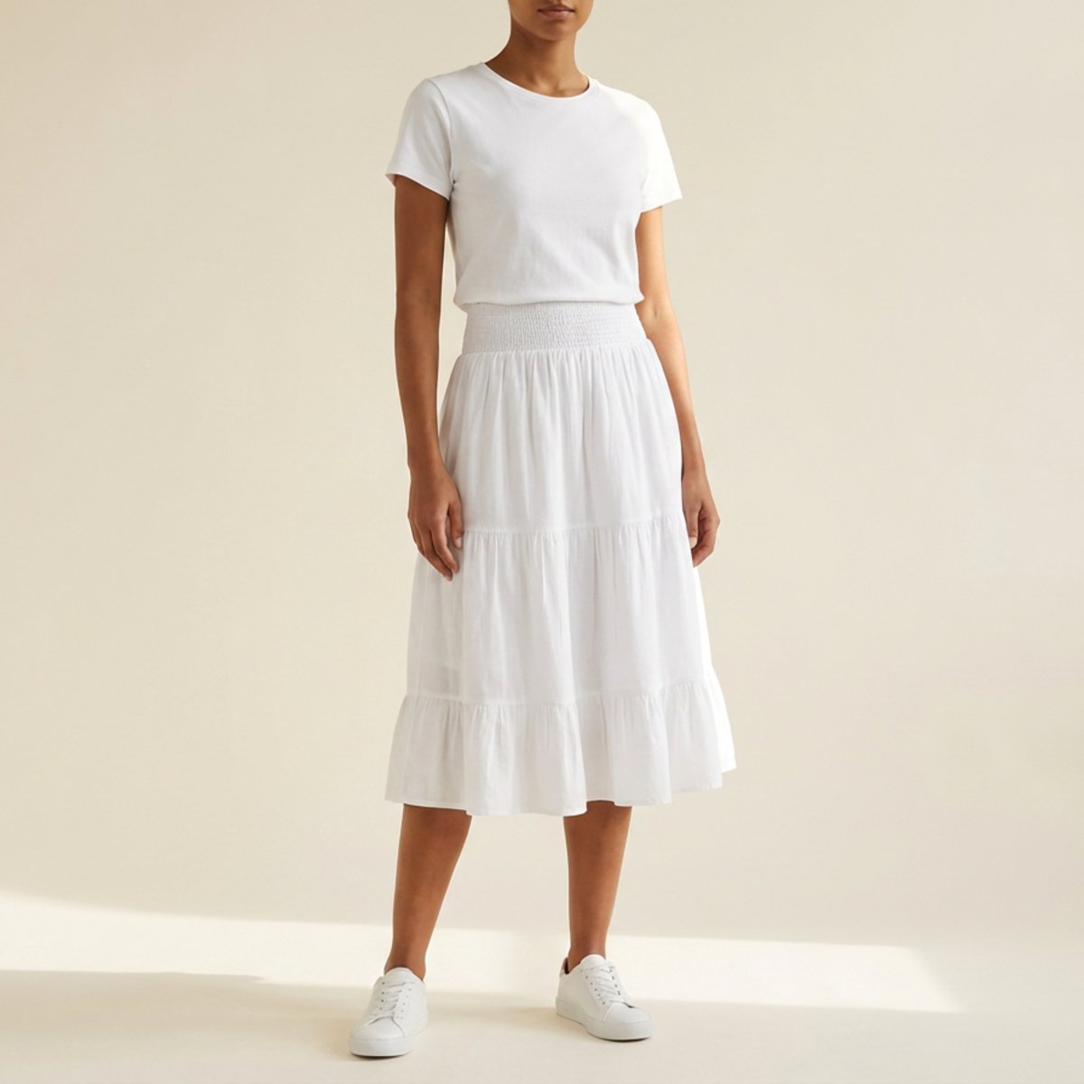 M JEANS VICKY SMOCK SKIRT LINEN 10 WHITE