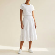 M JEANS VICKY SMOCK SKIRT LINEN 10 WHITE