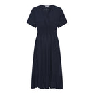 MAPP VICKY V-SMOCK DRESS LINEN 104 NAVY