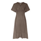 MAPP VICKY V-SMOCK DRESS LINEN 135 EARTH