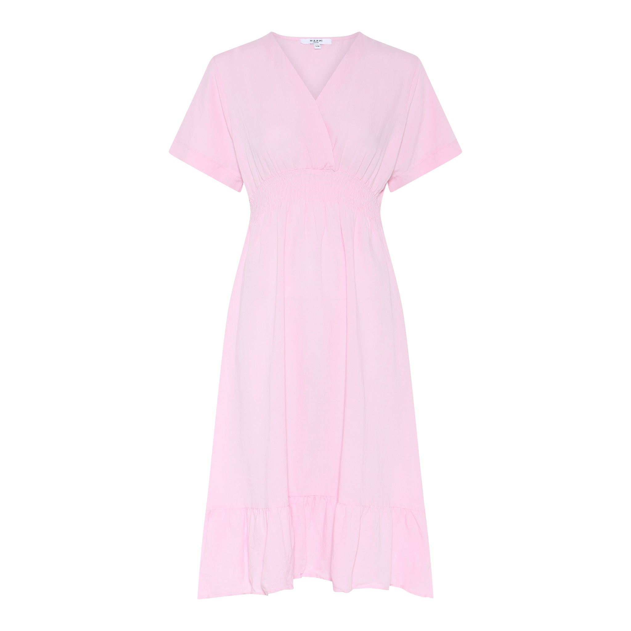 MAPP VICKY V-SMOCK DRESS LINEN 385 BRIGHT ROSE