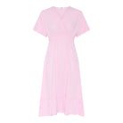 MAPP VICKY V-SMOCK DRESS LINEN 385 BRIGHT ROSE