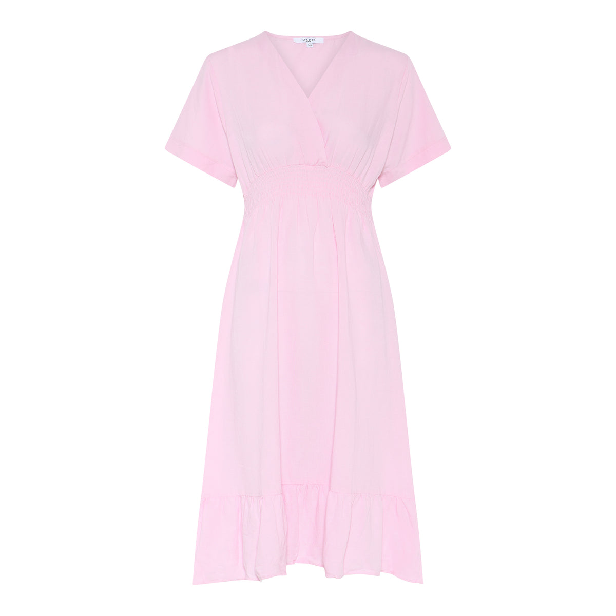 MAPP VICKY V-SMOCK DRESS LINEN 385 BRIGHT ROSE