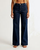 M JEANS Vega Wide Leg Jeans | M Jeans DENIM/TWILL 98 DARK BLUE