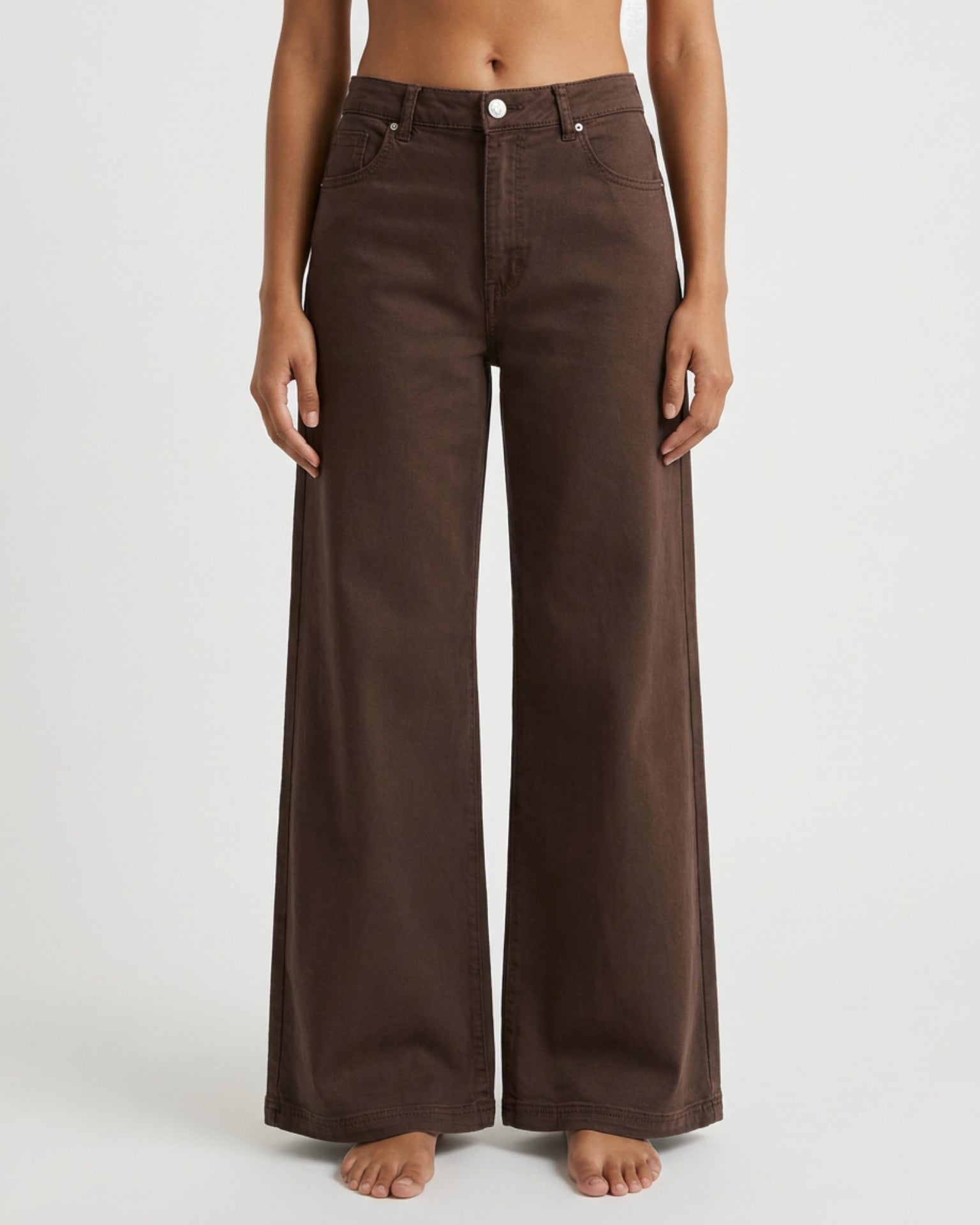 M JEANS Vega Wide Leg Twill Jeans DENIM/TWILL 129 CHOCOLATE