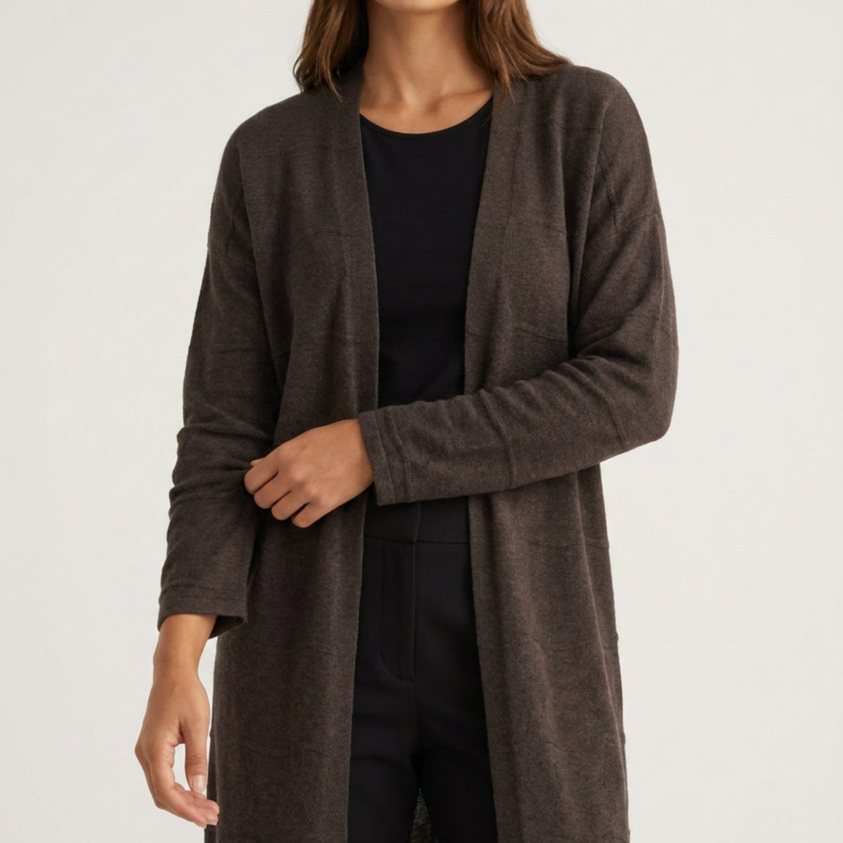 MOONDUST WAVE CARDIGAN KNITWEAR 129 CHOCOLATE